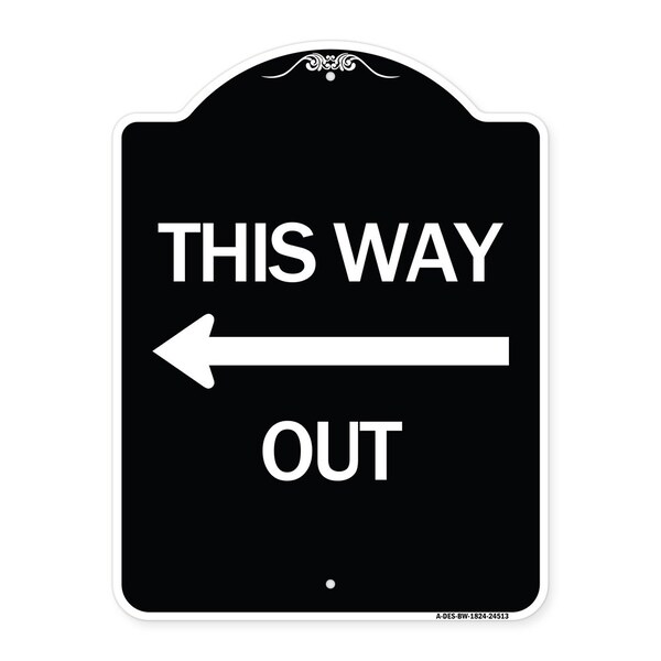 Signmission This Way Out Left Arrow Heavy-Gauge Aluminum Architectural Sign, 24" x 18", BW-1824-24513 A-DES-BW-1824-24513 - main